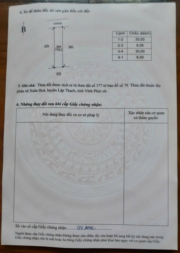 Đất thổ cư Xuân Hòa Lập Thạch 180m² giá 1 tỷ - Đầu tư sinh lời ngay hôm nay!