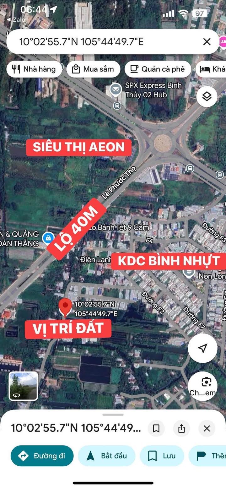 Đất thổ cư 200m² tại Bình Thủy, Cần Thơ 974m² giá 5.9 tỷ - Vị trí đắc địa gần Aeon Mall!