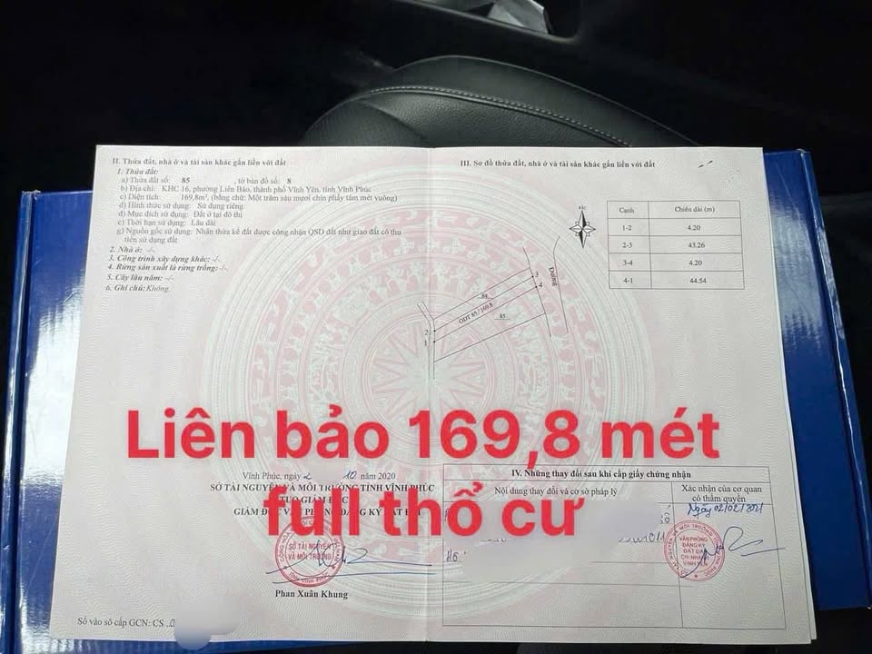 Đất nền Liên Bảo, Vĩnh Yên 169,8m² giá 3 tỷ - Tiềm năng đầu tư lớn!