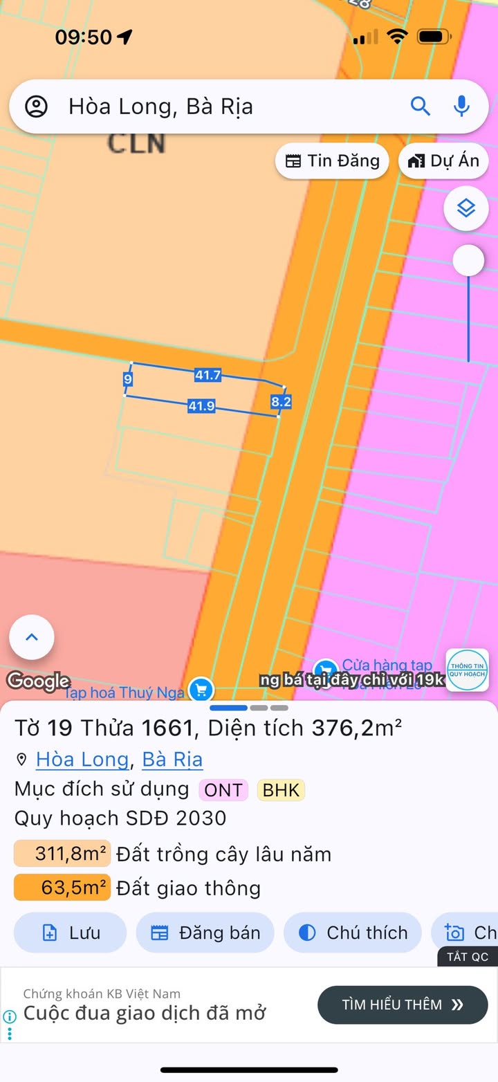 Đất 2 mặt tiền Hương Lộ 2, Bà Rịa 376m² giá 2.95 tỷ - Đầu tư sinh lời ngay!