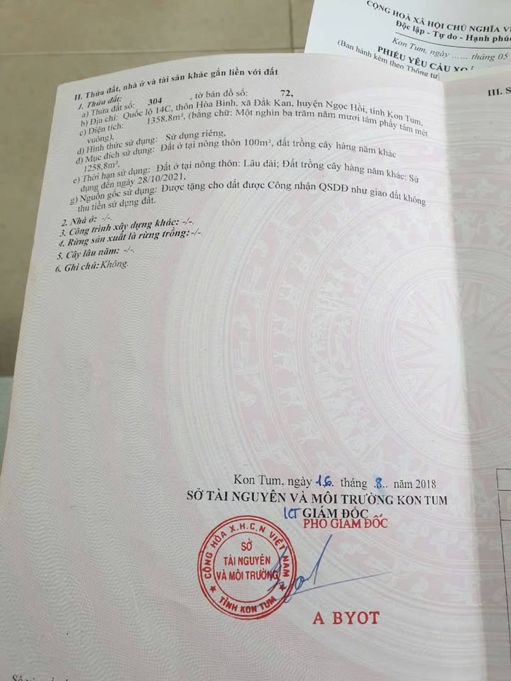 Đất nền mặt tiền Quốc lộ 14C, Đất Can, Ngọc Hồi, Kon Tum 1350m² giá 650 triệu - Đầu tư sinh lời ngay!