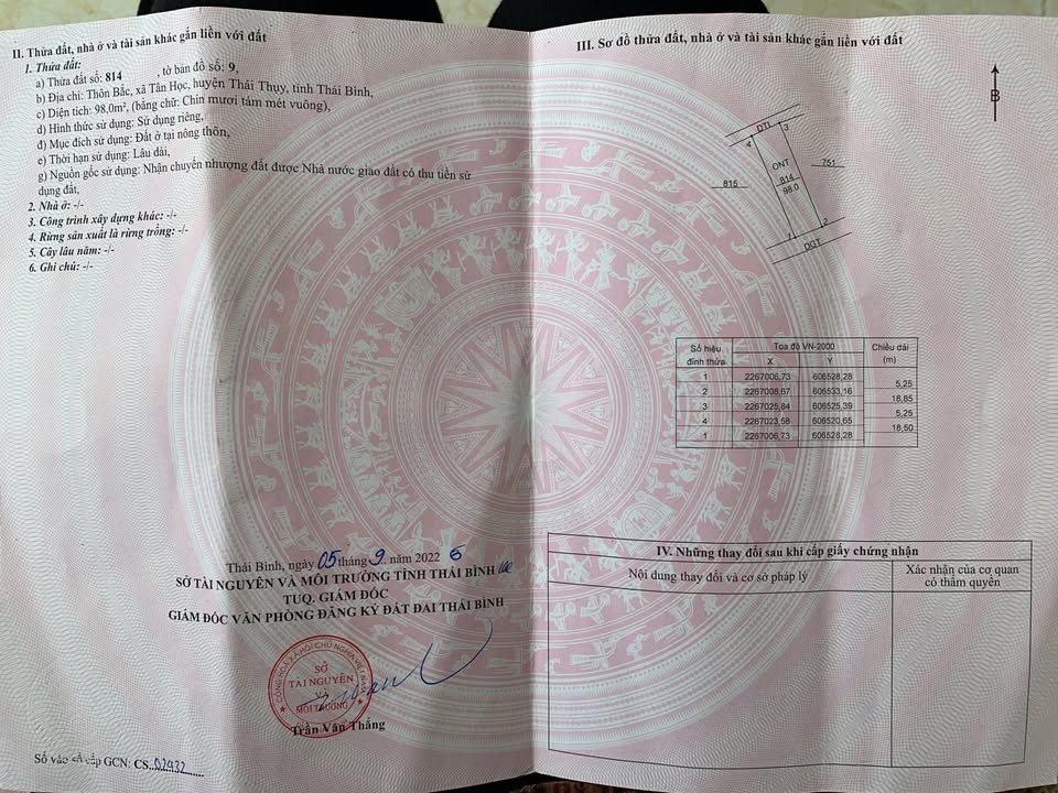 Đất liền kề 300m² xã Tân Học, Thái Thụy giá 1.65 tỷ - Mặt tiền đường ô tô thông thoáng!