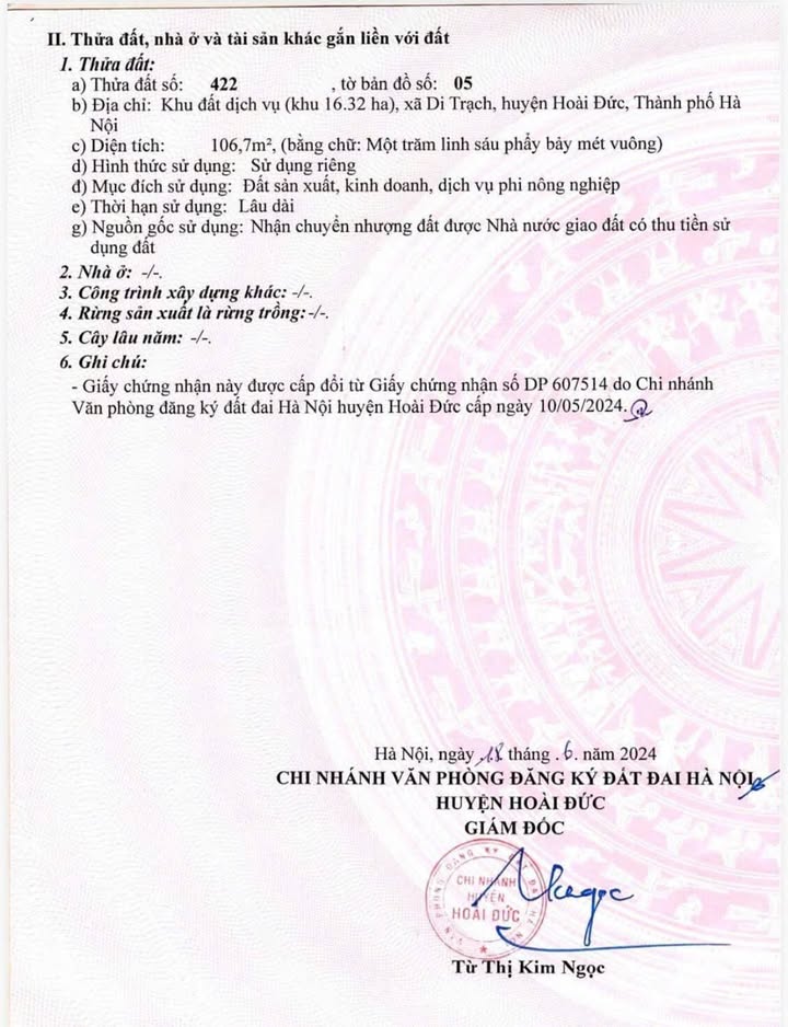 Đất dịch vụ Di Trạch 106m² giá 16.32 tỷ - Cơ hội đầu tư sinh lời!