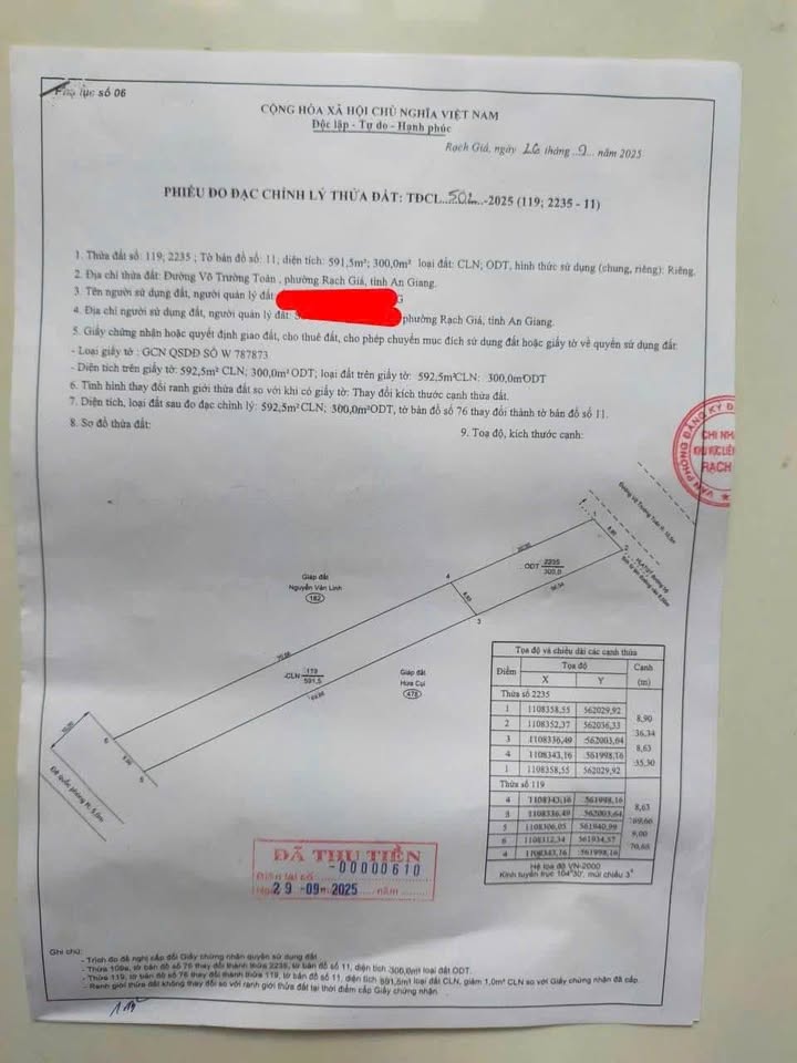 Đất nền 2 mặt tiền Võ Trường Toản, Rạch Giá 943m² giá 4.3 tỷ - Đầu tư sinh lời ngay!