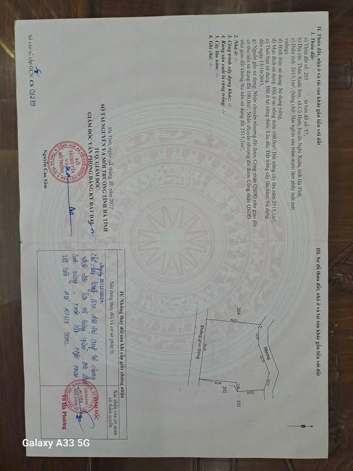 Đất thổ cư 2615m² xã Cổ Đạm, Nghi Xuân - Giá 7 tỷ, nhanh tay sở hữu!