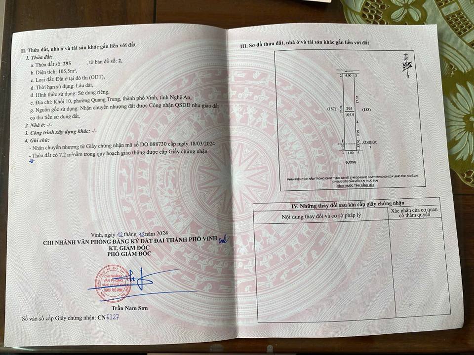 Đất mặt đường Lương Đình Của, Quang Trung, Vinh 289m² - Đường ô tô tránh nhau!