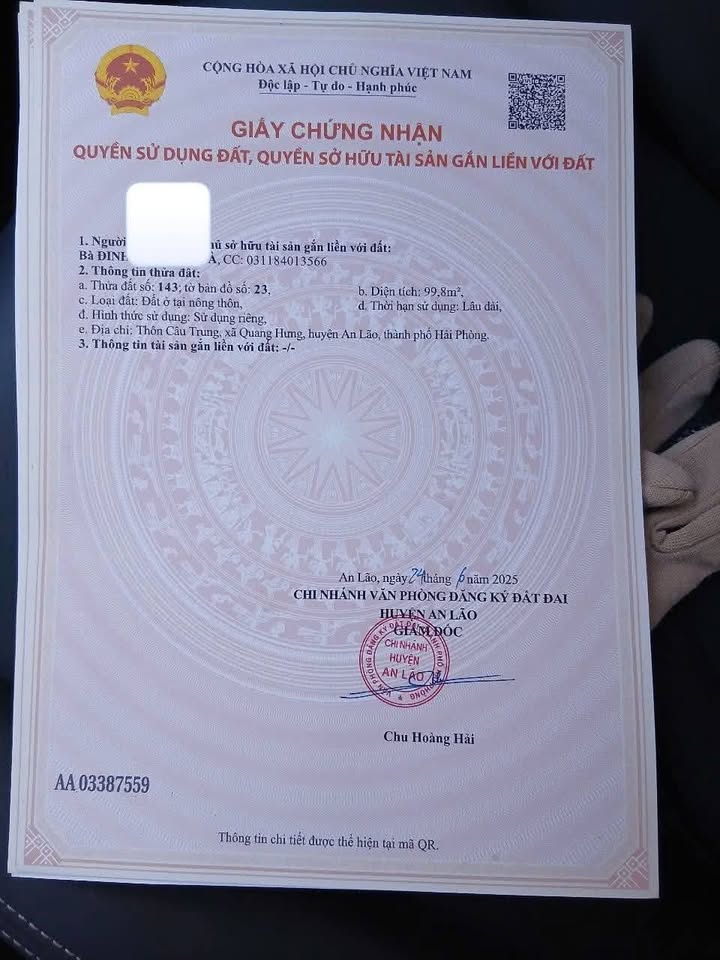 Đất nền Quang Hưng An Lão 100m² giá 1 tỷ - Cơ hội đầu tư tuyệt vời!