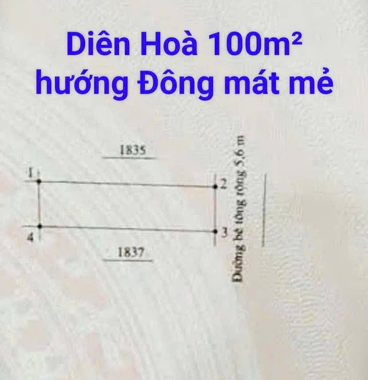Đất nền Diên Hòa, Diên Khánh 101m² giá 950 triệu - Khu dân cư đông đúc, tiện ích đầy đủ!