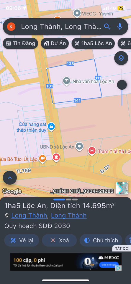 Đất nền lớn 15.000m² tại Lộc An - Long Thành, Giá thương lượng trực tiếp