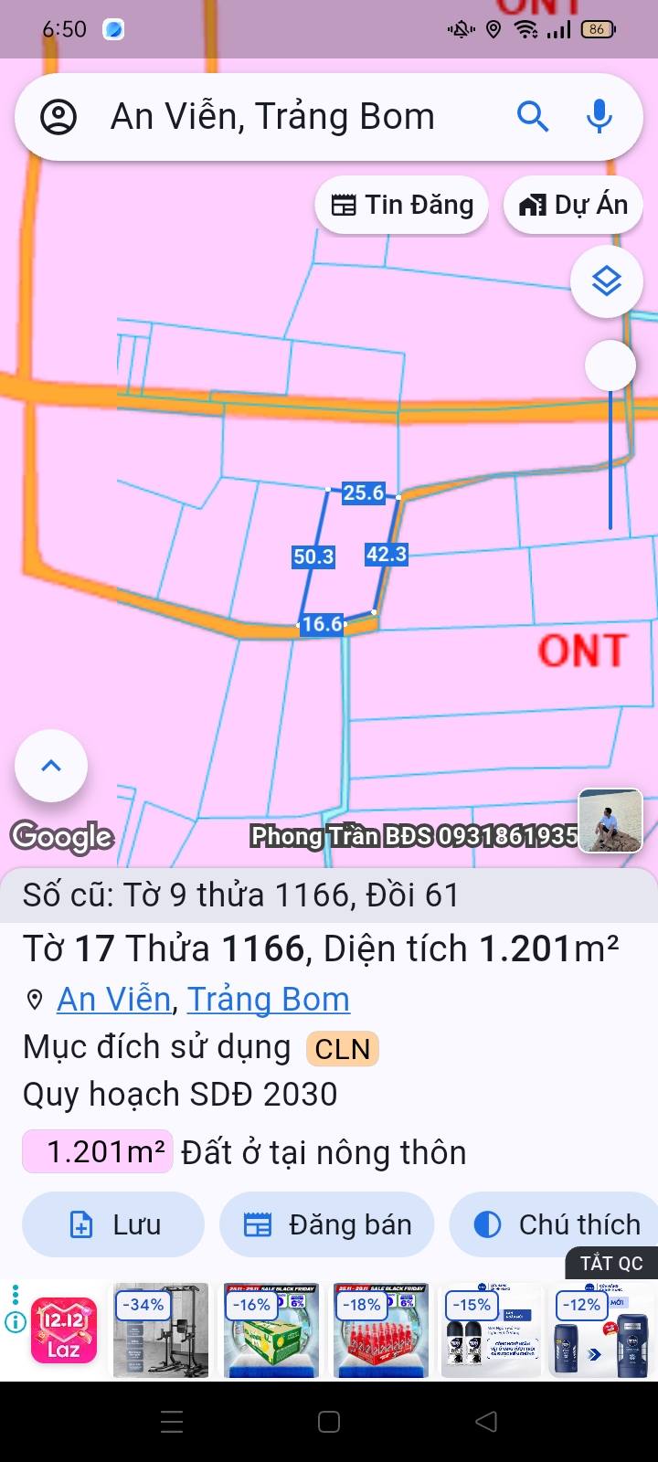 Đất nền An Viễn Trảng Bom 1200m² giá 2.89 tỷ - Đầu tư sinh lời lý tưởng!