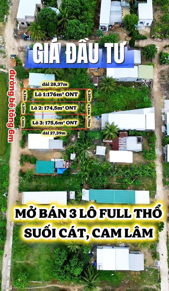Đất Suối Cát Cam Lâm 175m² giá 1.05 tỷ - Đầu tư sinh lời hấp dẫn!