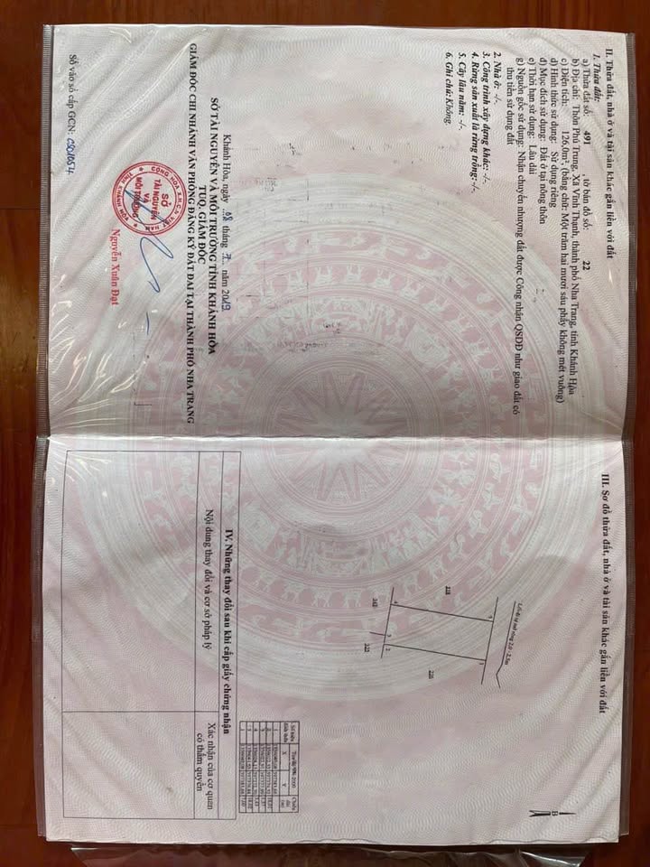 Đất thổ cư Thôn Phú Trung Nha Trang 126m² giá 2.5 tỷ - Đường ô tô vào tận nơi!