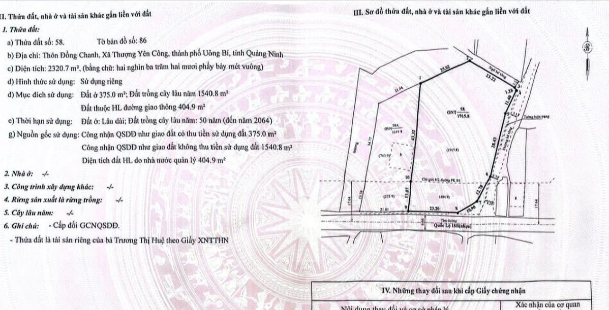 Đất nền thôn Đồng Chanh, Uông Bí 2300m² giá 5.1 tỷ - Đầu tư sinh lời ngay!
