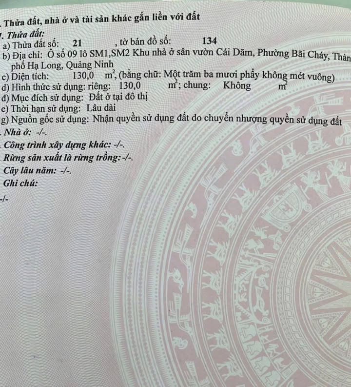Bán gấp ô biệt thự sân vườn Cái Dăm - Bãi Cháy, 130m² - Sổ đỏ chính chủ