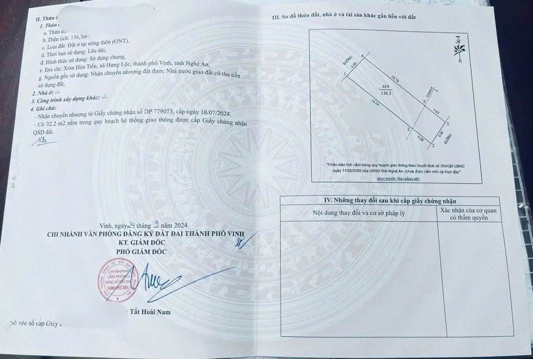 Đất mặt đường Dương Kiên, Hưng Lộc 136m² giá 4 tỷ - Sổ đỏ chính chủ!