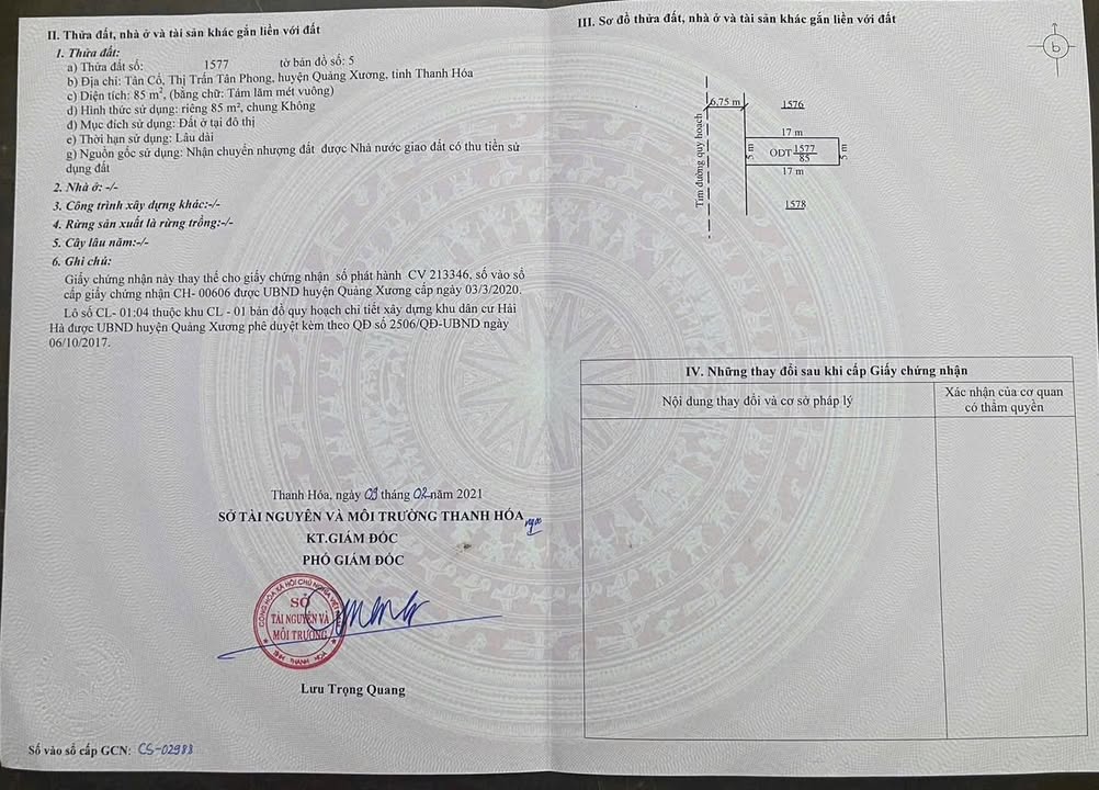 Đất nền khu phố Tân Phong, Quảng Xương 85m² giá 1 tỷ - Sổ đỏ công chứng trong ngày!