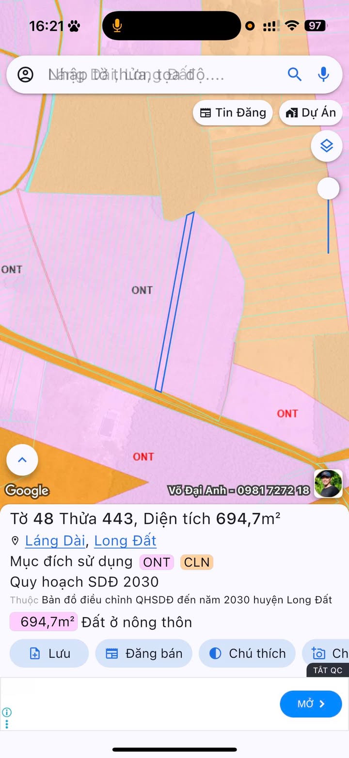 Đất Láng Dài, Bà Rịa 695m² giá 3.13 tỷ - Cơ hội đầu tư lý tưởng!