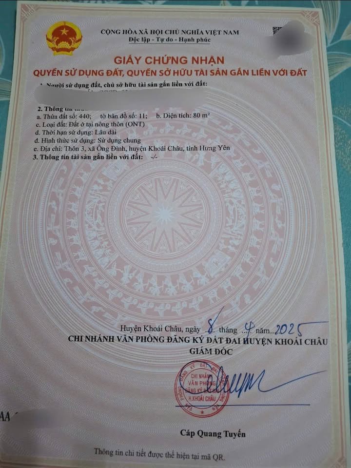 Đất nền Ông Đình, Khoái Châu, Hưng Yên 80m² giá 2 tỷ - Cơ hội đầu tư tuyệt vời!