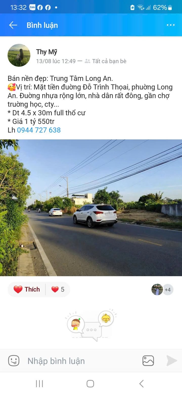 Đất nền phường Hướng Thọ Phú, Tân An 135m² giá 1.5 tỷ - Cơ hội đầu tư không thể bỏ lỡ!