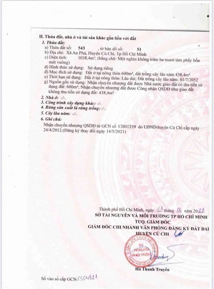 Đất nền An Phú, Củ Chi 1.038m² giá 5 tỷ - Đầu tư sinh lời ngay!