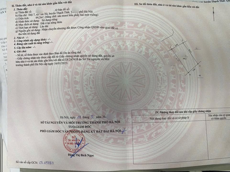 Đất nền Tân Xã Thạch Thất 64m² giá 2.8 tỷ - Đường thông ô tô tránh nhau!