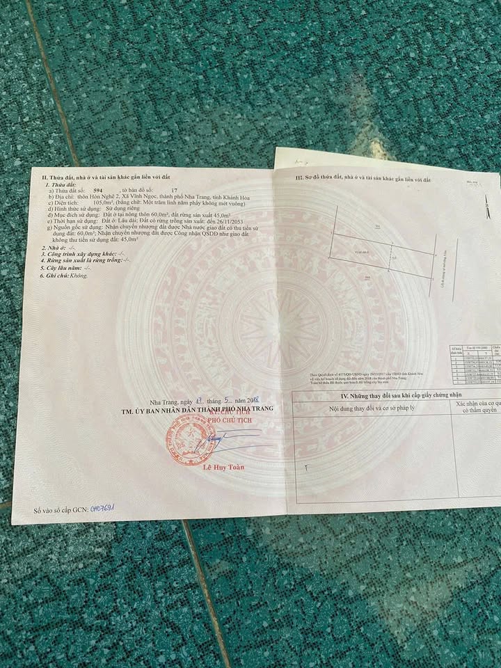 Đất nền Vĩnh Ngọc Nha Trang 105m² giá 1.575 tỷ - Vị trí không ngập lụt!