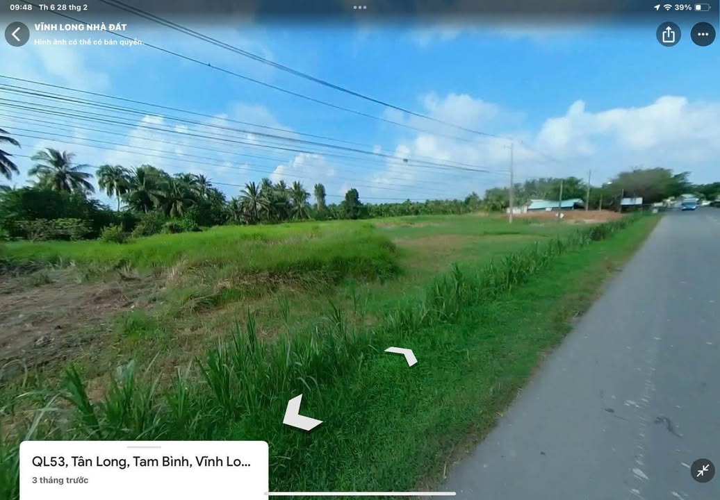 Đất mặt tiền QL53 Tam Bình 5560m² giá 10 tỷ - Đầu tư sinh lời ngay!