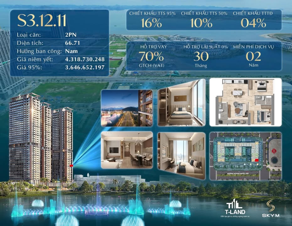 Căn hộ CC-SKY-M Hùng Thắng 66m² giá thương lượng - View biển tuyệt đẹp!