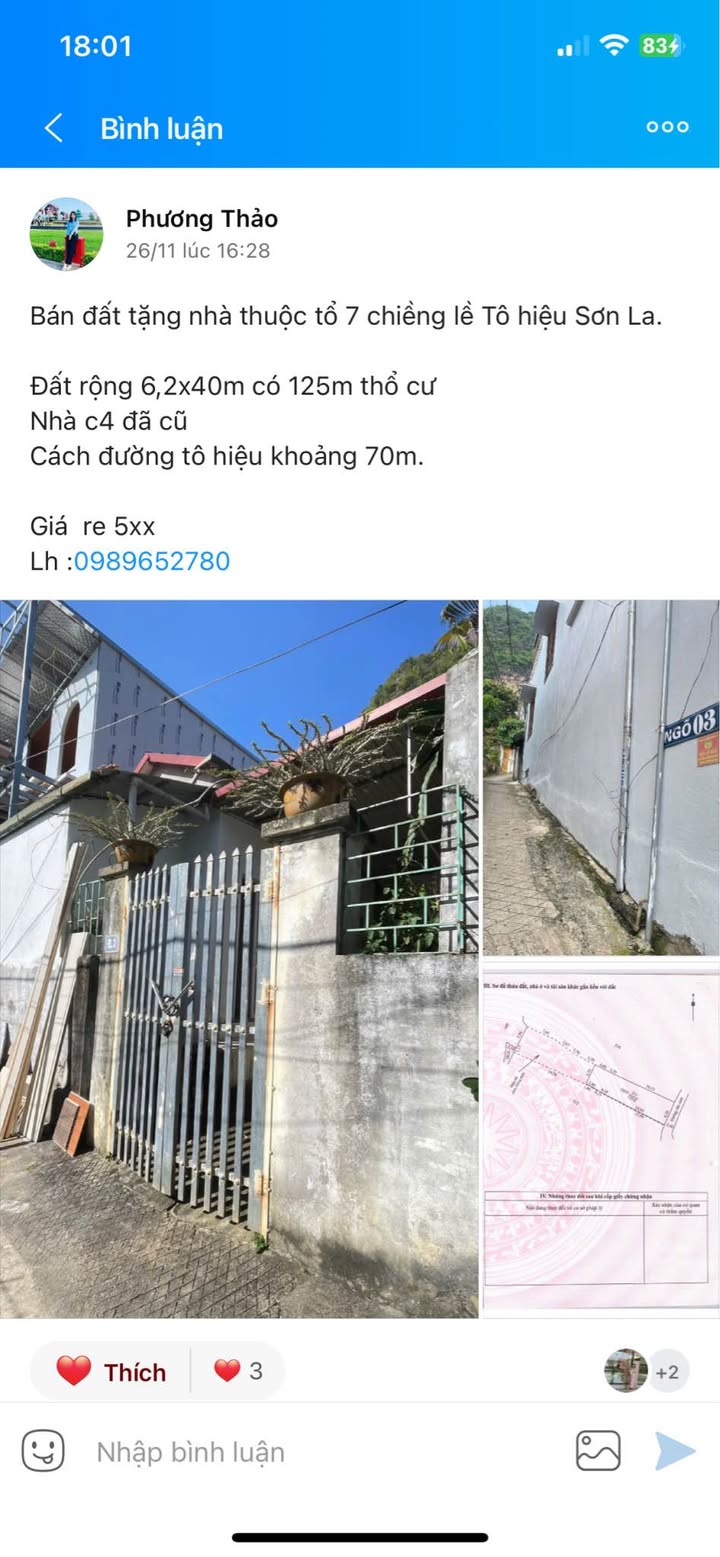 Bán đất tặng nhà tại phường Chiềng Lề, Sơn La - Diện tích 248m², giá chỉ 500 triệu!