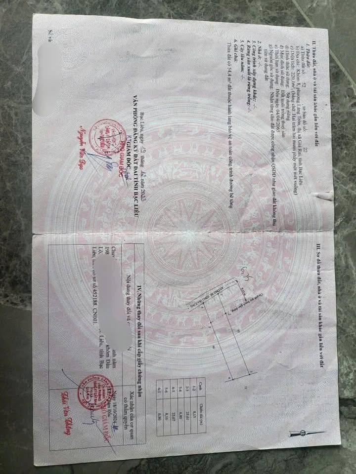 Đất nền khóm 8, phường Láng Tròn, Giá Rai 220m² giá 350 triệu - Sổ đỏ chính chủ