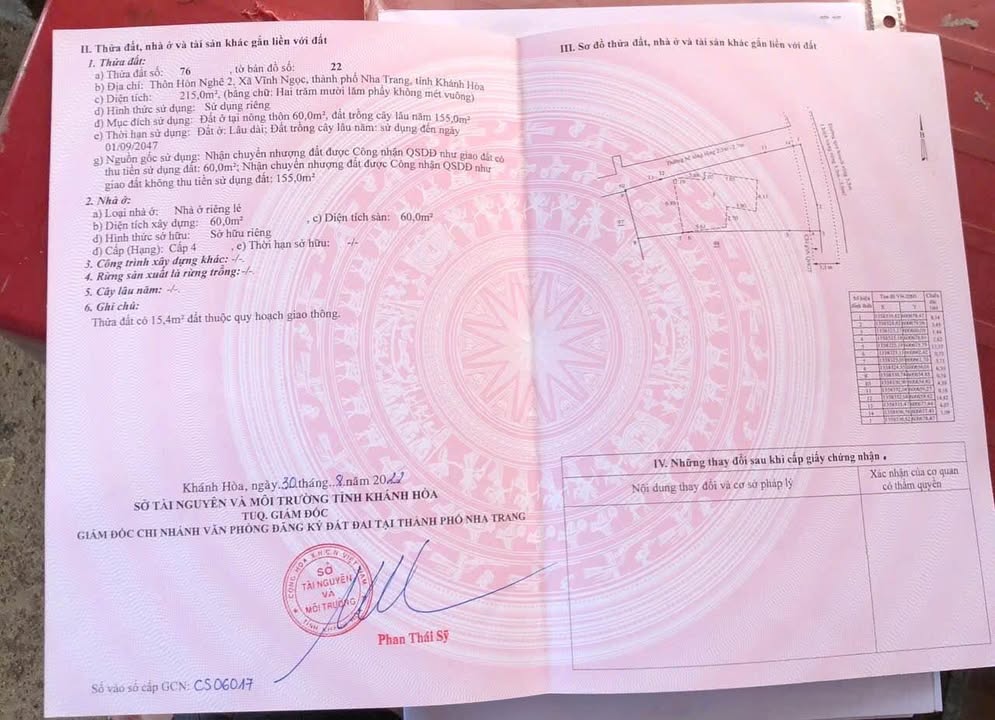 Đất nền góc 2 mặt tiền đường ô tô, Vĩnh Ngọc, Nha Trang 215m² - Giá chỉ 3.5 tỷ!