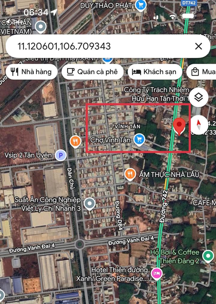 Đất nền Vĩnh Tân Tân Uyên 135m² giá 1.55 tỷ - Đầu tư sinh lời tại chợ Vĩnh Tân!