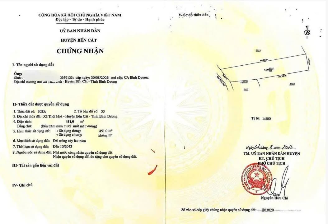 Đất nền Bến Cát 419m² giá chỉ 2 tỷ - Cơ hội đầu tư hấp dẫn!