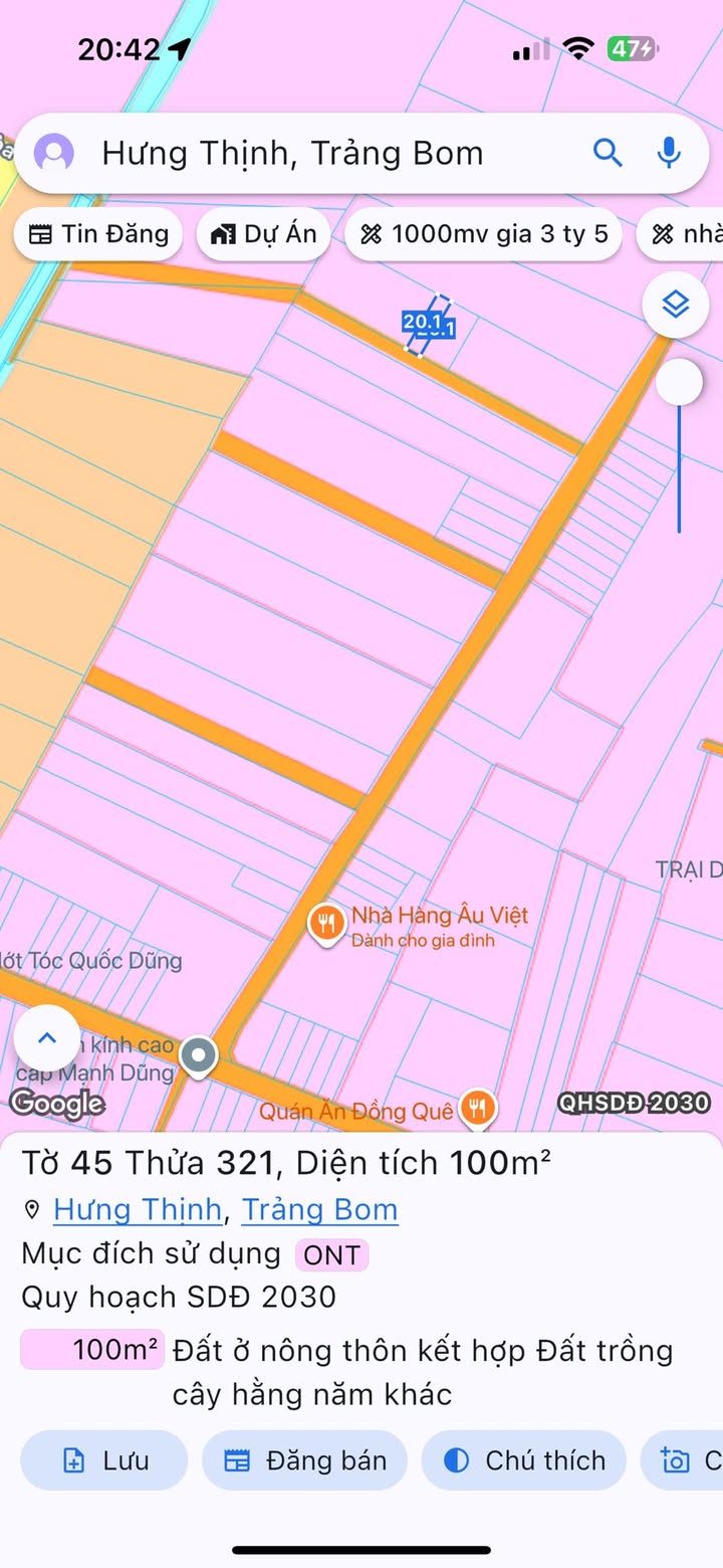 Đất thổ cư Hưng Thịnh Trảng Bom 100m² giá 850 triệu - Cơ hội đầu tư tuyệt vời!