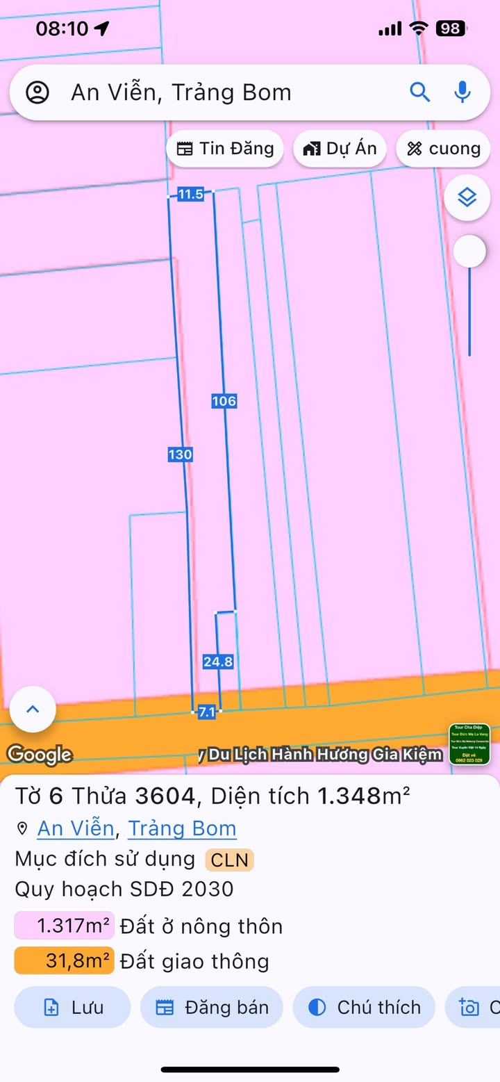 Đất thổ cư An Viễn 1500m² giá 3,4 tỷ - Phù hợp xây nhà trọ