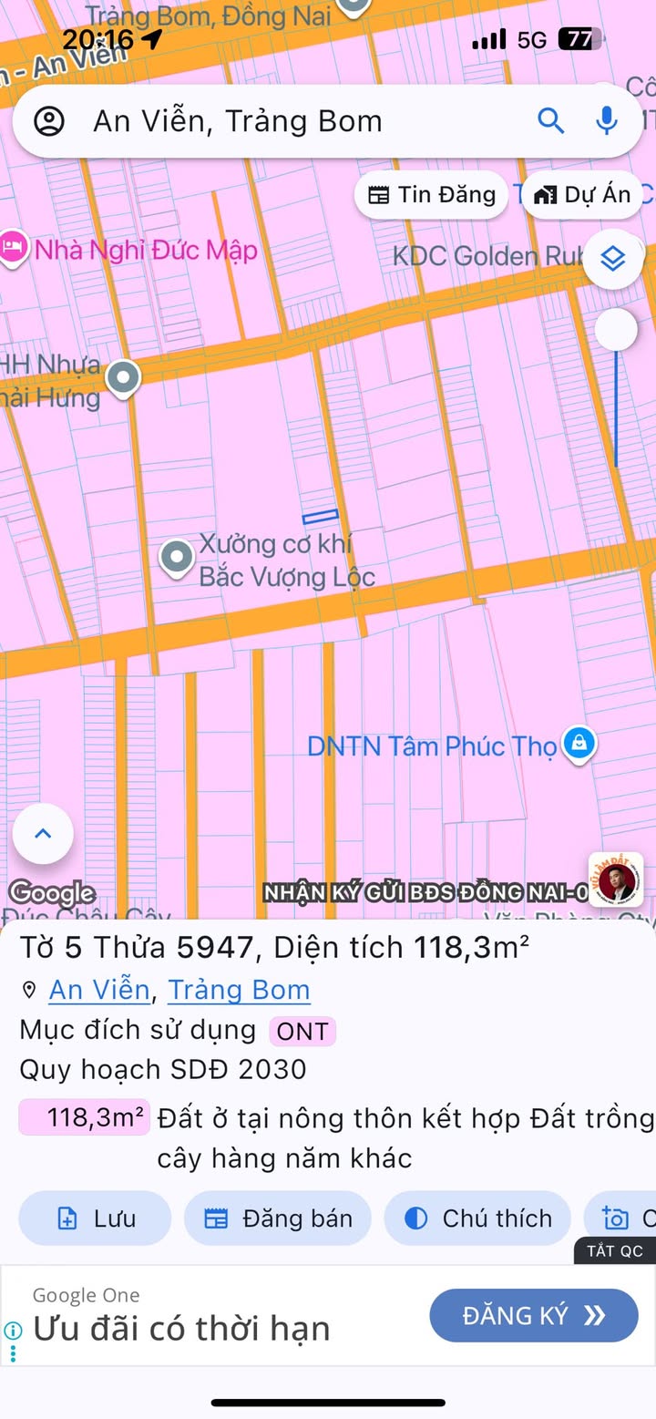 Đất nền An Viễn Trảng Bom 115m² chỉ 1 tỷ - Đầu tư sinh lời ngay!