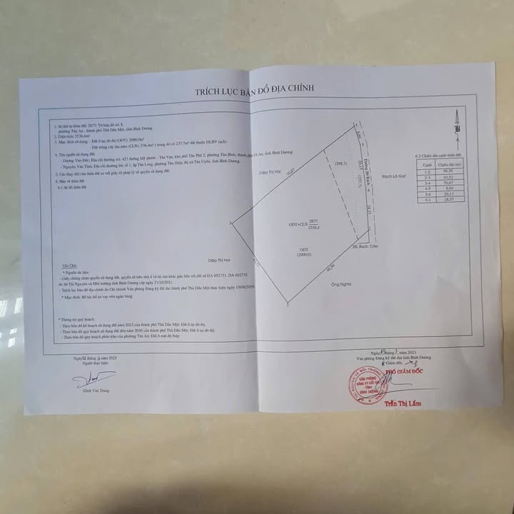 Đất nền Tân An Thủ Dầu Một 2536m² - Khu vực sông tươi đẹp, đầu tư lý tưởng!