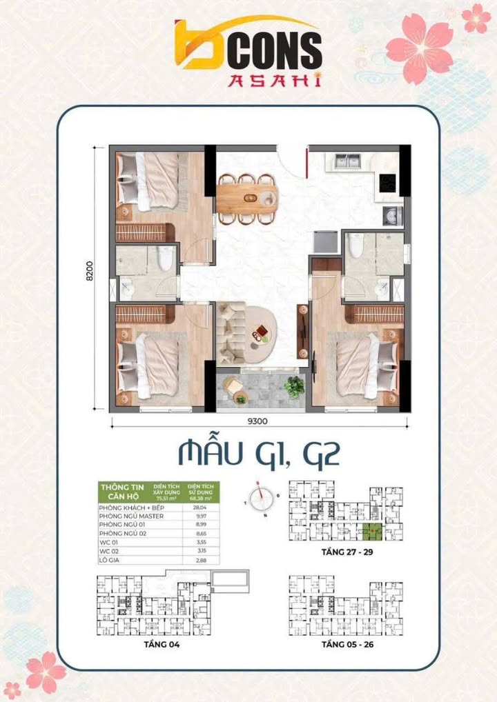 Căn hộ Bcons Asahi Dĩ An 76m² giá 3.48 tỷ - Thanh toán chỉ 700 triệu!