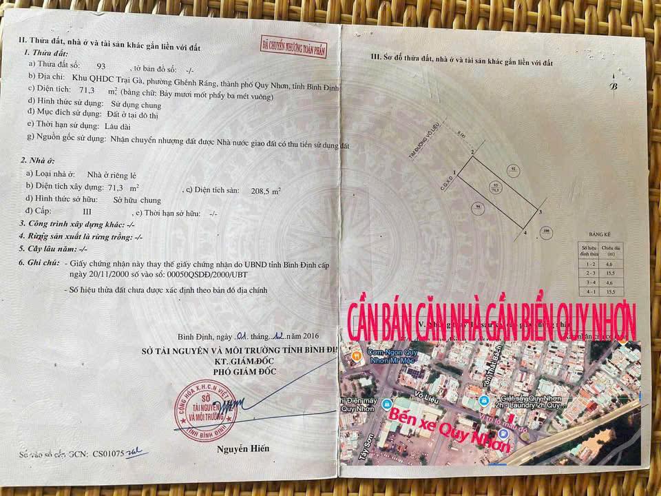 Nhà mặt tiền đường Võ Liệu, Quy Nhơn 71m² giá 10.5 tỷ - Kinh doanh sầm uất!