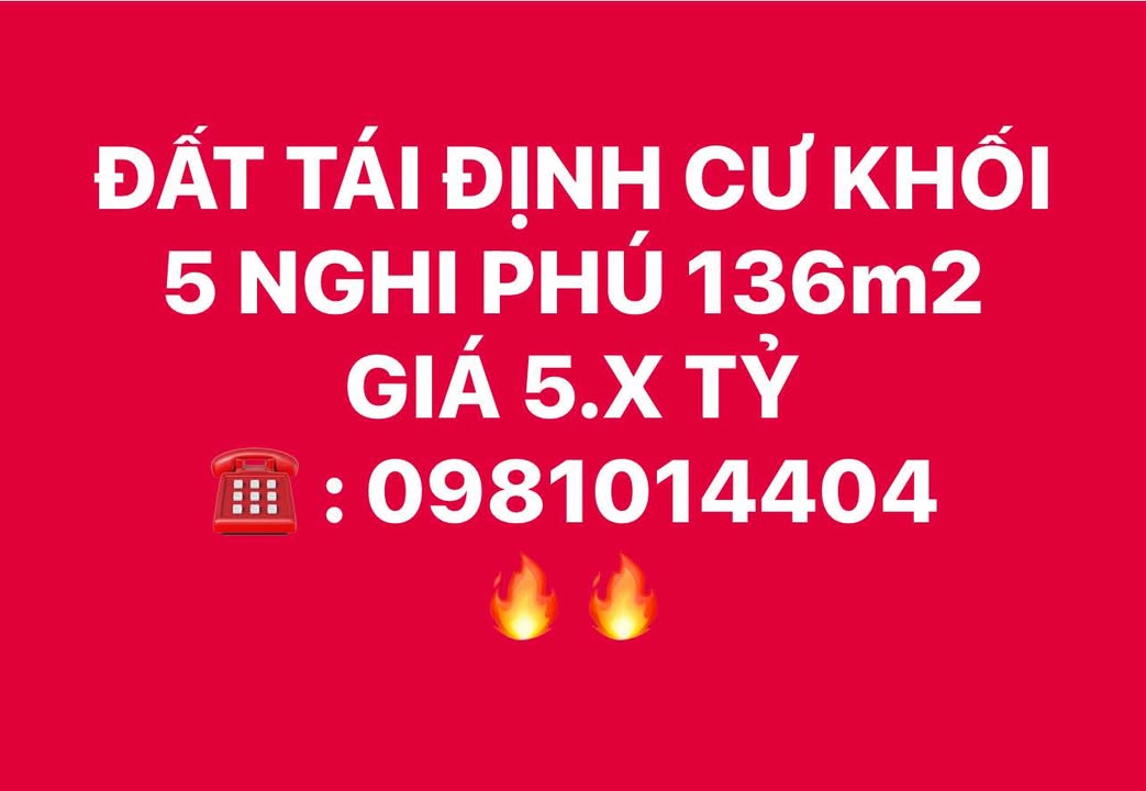 Đất tái định cư Nghi Phú Vinh 136m² giá 5 tỷ - Đầu tư sinh lời ngay!