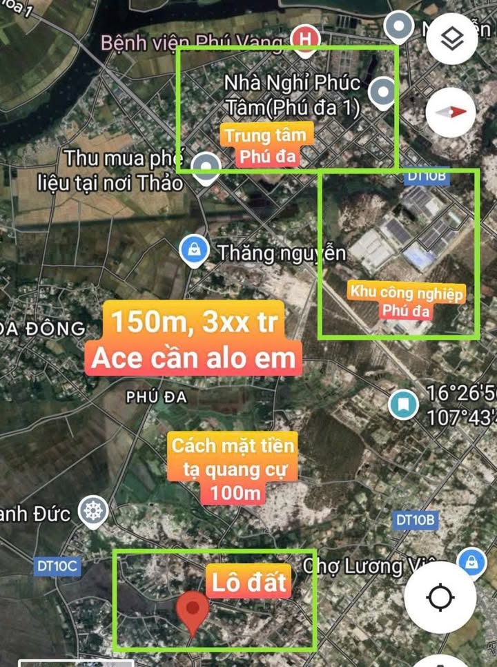 Đất ở đô thị Phú Đa 150m² giá 300 triệu - Vị trí gần KCN Phú Đa