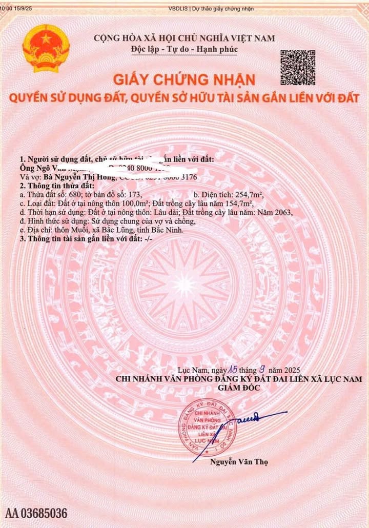 Đất thổ cư Lục Nam Bắc Giang 270m² - Cơ hội đầu tư hấp dẫn!