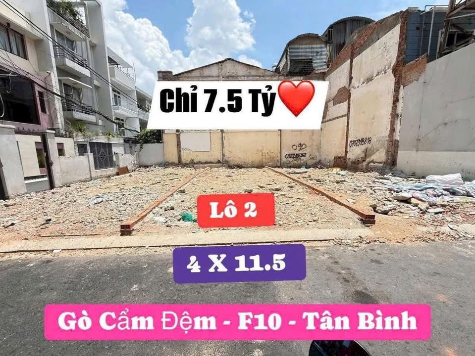 Đất nền Cư Xá Phú Thọ Hoà Tân Bình 46m² giá 7.5 tỷ - Sổ đỏ chính chủ sẵn sàng giao dịch!