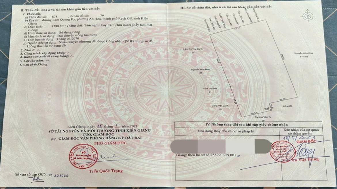 Đất nền 8791m² tại Rạch Giá, Kiên Giang - Quy hoạch đất ở đô thị, giá thỏa thuận!