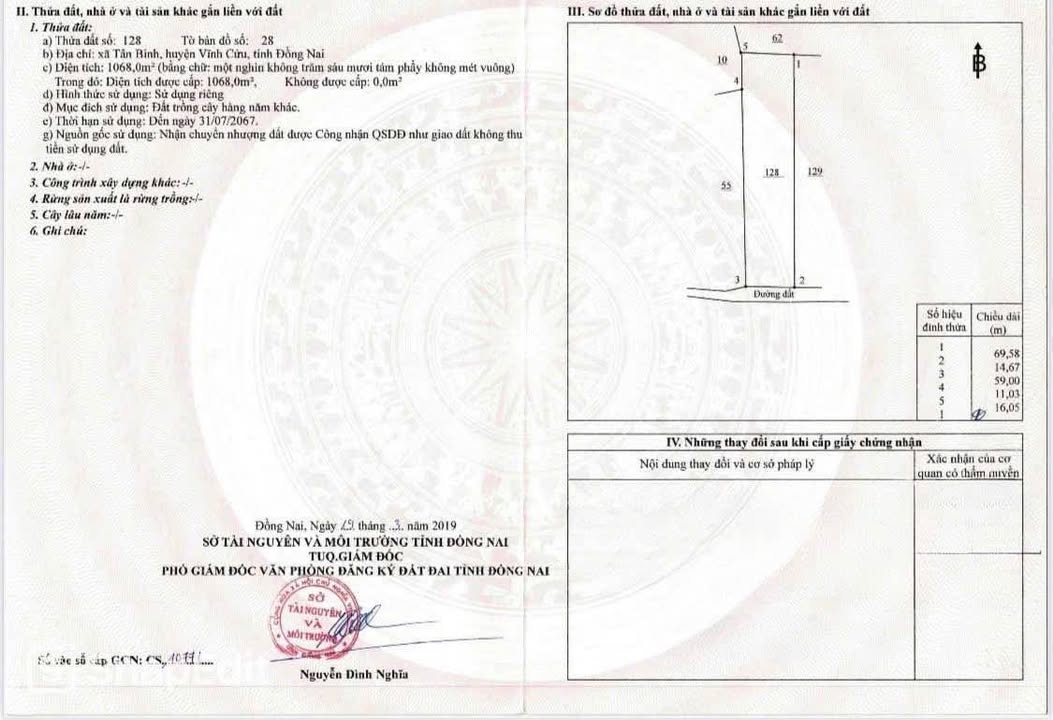 Đất nền Tân Triều, Biên Hòa 1029m² giá 5.145 tỷ - Đầu tư sinh lời cao!
