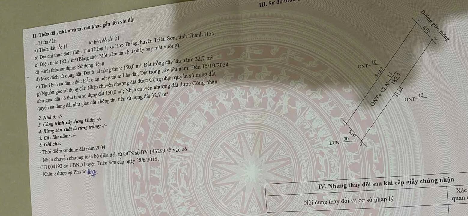 Đất Hợp Thắng Triệu Sơn 186m² giá chỉ 1.1 tỷ - Cơ hội đầu tư tuyệt vời!