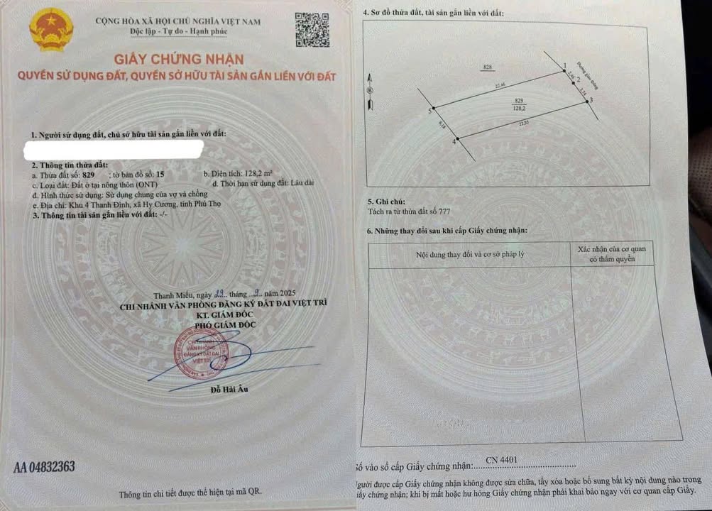 Đất thổ cư 128m² tại Hy Cương, Việt Trì - Cơ hội đầu tư sinh lời!