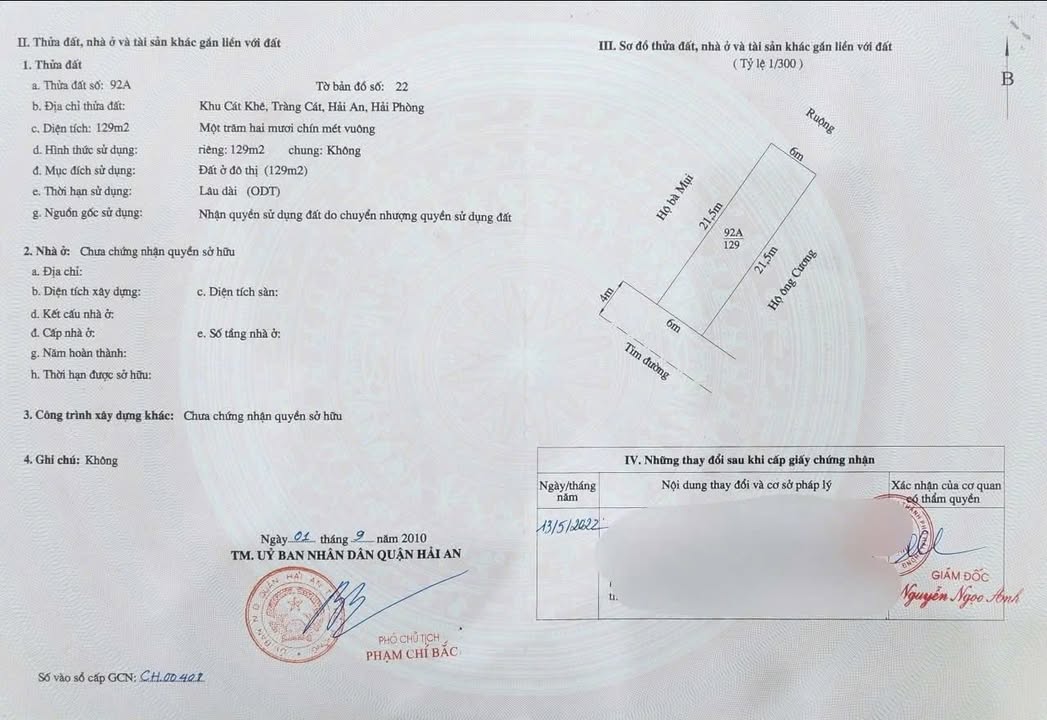 Đất nền Cát Khê Tràng Cát 129m² giá 4.257 tỷ - Cơ hội đầu tư hiếm có!