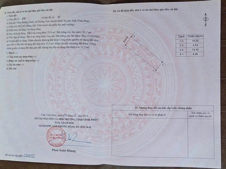 Đất nền Hương Sơn, Bình Xuyên 96m² giá 1.2 tỷ - Đầu tư sinh lời ngay!