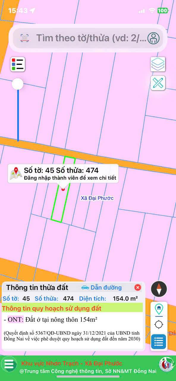 Đất nền xã Đại Phước, Nhơn Trạch 154m² giá chỉ 2 tỷ - Sổ đỏ chính chủ!